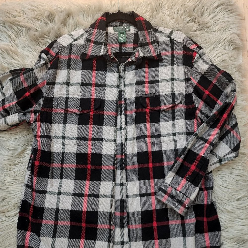 Vintage Lauren Ralph Lauren Plaid Zippered Shirt-Medium